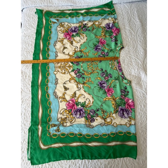Belle by Kim Gravel Green Floral Scarf Print Kaftan Poncho Top 4X A636809 - Picture 4 of 11